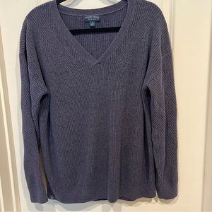 Barefoot Dreams CozyChic Ultra Lite V Neck Sweater, Pacific Blue, Size Large